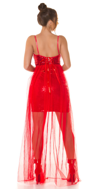 feest uitgaans jurk met pailletten rood